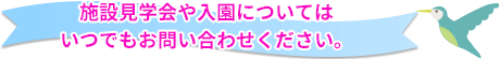 いつでも見学できます。ご連絡ください。